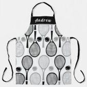 Modern Black & Grey Tennis Player Coach Dad's Name Schort (Voorkant)