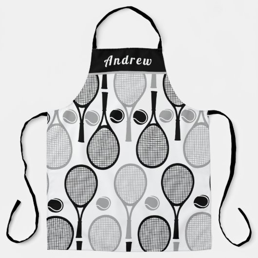 Modern Black & Grey Tennis Player Coach Dad's Name Schort (Voorkant)