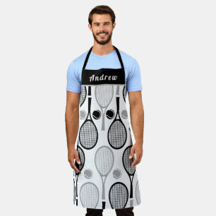 Modern Black & Grey Tennis Player Coach Dad's Name Schort