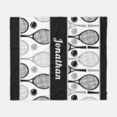 Modern Black & Grey Tennis Player Coach Name Sport Fleece Deken (Voorkant (Horizontaal))