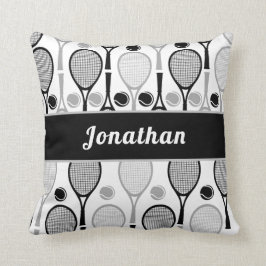 Modern Black & Grey Tennis Player Coach Name Sport Kussen