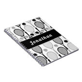 Modern Black & Grey Tennis Player Coach Name Sport Notitieboek (Rechterzijde)