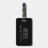 Modern Black Grey White Monogrammed Initiaal Name Bagagelabel (Achterkant verticaal)
