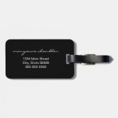 Modern Black Grey White Monogrammed Initiaal Name Bagagelabel (Achterkant horizontaal)