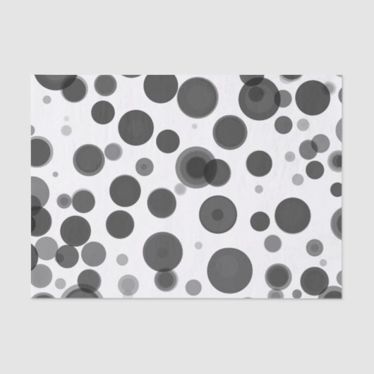 Modern Black Grey White Polka Dot Bubbles Party Tissuepapier (Voorkant)