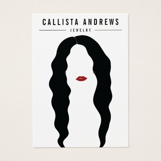 Modern Black Hair Lips Girl Earring Display Kaart (Voorkant)
