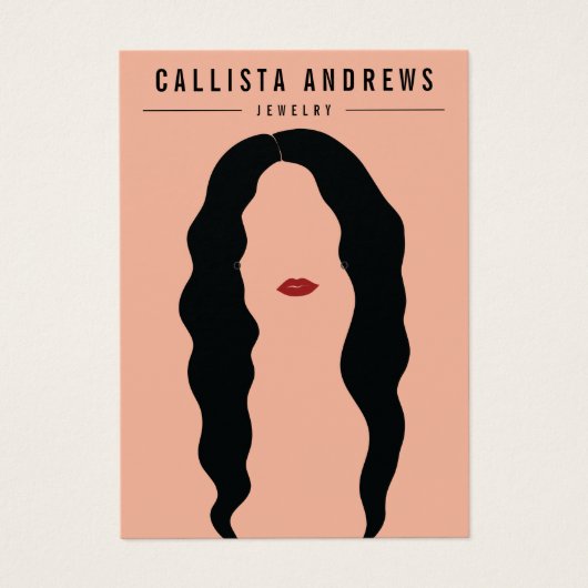 Modern Black Hair Lips Girl Earring Display Kaart (Voorkant)