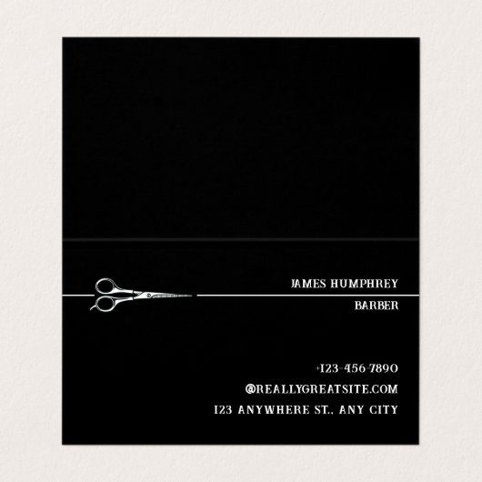Modern Black Hair Stylist Barbershop Folded Visitekaartje (Binnenkant ongevouwen)