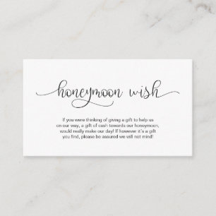 Modern Black Hand Lettered design, Honeymoon Wish Informatiekaartje
