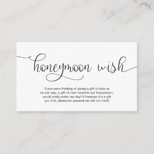 Modern Black Hand Lettered design, Honeymoon Wish Informatiekaartje