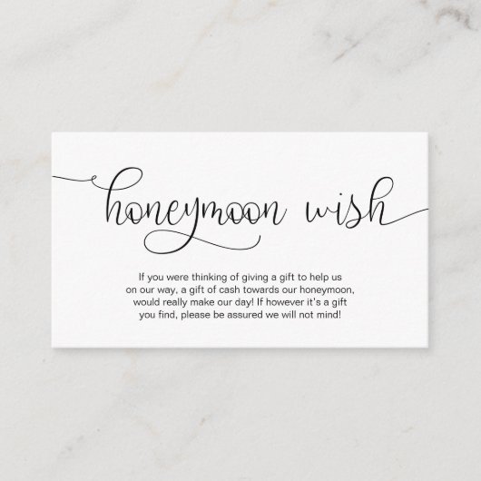 Modern Black Hand Lettered design, Honeymoon Wish Informatiekaartje (Voorkant)