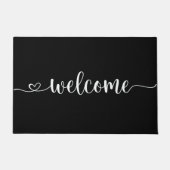 Modern Black Hand Scripted Welkomstdeur Mat (Voorkant)