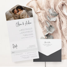 Modern Black Handwrited Script Photo Wedding