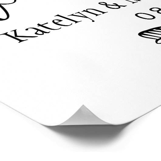 Modern Black Handwrited Script Weduwen Welkom Poster (Hoek)