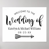 Modern Black Handwrited Script Weduwen Welkom Poster (Voorkant)