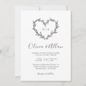 Modern Black Heart Calligraphy Script Wedding Kaart (Voorkant)