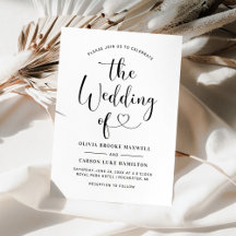 Modern Black Heart Calligraphy Script Wedding