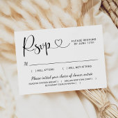 Modern Black Heart Calligraphy Script Wedding RSVP Kaartje