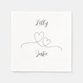 Modern Black Heart Calligraphy Script Wedding Servet (Voorkant)