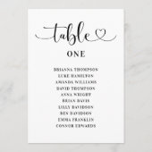 Modern Black Heart Script Trouwtafelnummer Kaart (Achterkant)