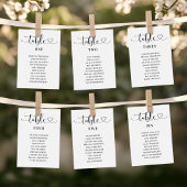 Modern Black Heart Script Trouwtafelnummer Kaart