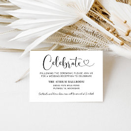Modern Black Heart Script Weddenschappen Reception Informatiekaartje