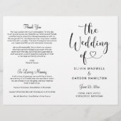 Modern Black Heart Script Wedding Ceremony Program (Voorkant)