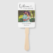 Modern Black Heart Script Weduwfotoceremonie Handwaaier (Voorkant)