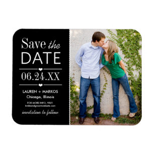 Modern Black Hearts Weddenschap Foto Save the Date Magneet