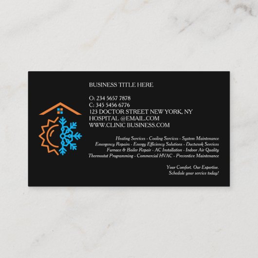 Modern Black Heating Cooling Experts HVAC Visitekaartje (Achterkant)