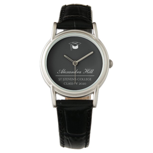 Modern Black High School Afstuderen Klasse van 202 Horloge (Voorkant)