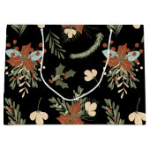 Modern Black Holly verlaat de berries patroontas Groot Cadeauzakje (Voorkant)