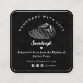 Modern Black Homemade Sourdough Bread Care Tips Vierkante Visitekaartje (Voorkant)