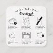 Modern Black Homemade Sourdough Bread Care Tips Vierkante Visitekaartje (Achterkant)