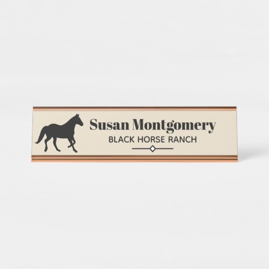 Modern Black Horse Silhouette Bureau Naambordje (Voorkant)