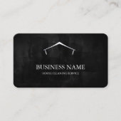 Modern Black House Cleaning Service House Logo Visitekaartje (Voorkant)