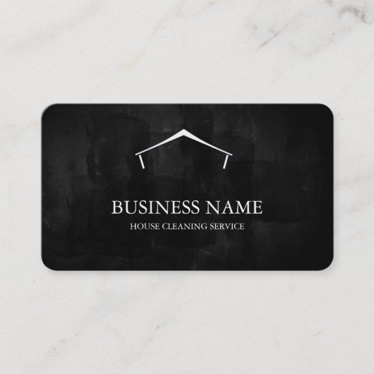 Modern Black House Cleaning Service House Logo Visitekaartje (Voorkant)