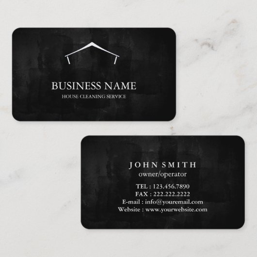Modern Black House Cleaning Service House Logo Visitekaartje (Voorkant / Achterkant)