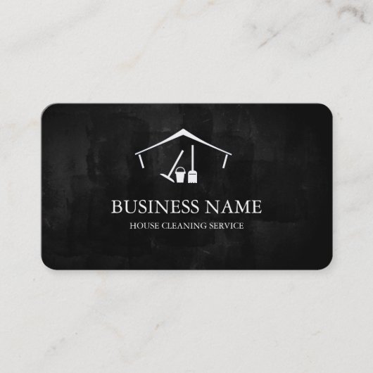 Modern Black House Cleaning Service House Logo Visitekaartje (Voorkant)