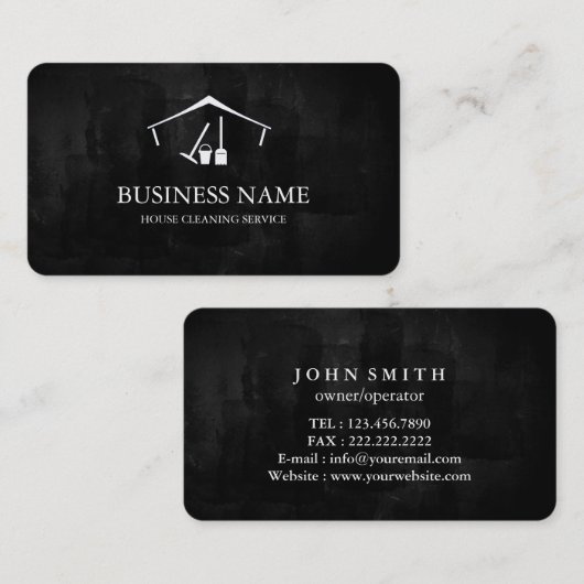 Modern Black House Cleaning Service House Logo Visitekaartje (Voorkant / Achterkant)