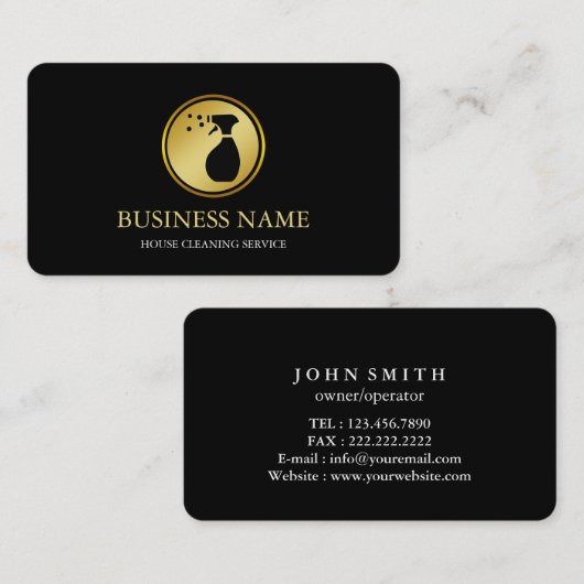 Modern Black House Cleaning Service House Logo Visitekaartje (Voorkant / Achterkant)