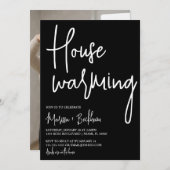 Modern Black Housewarming Invitation Kaart (Voorkant / Achterkant)