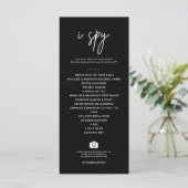 Modern Black i Spy Weddenschap Hashtag Menu (Staand voorkant)