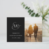 Modern Black Initialen Foto Weddenschap Hartelijk  (Staand voorkant)