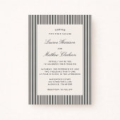 Modern Black & Ivory Striped Wedding Invitation Kaart