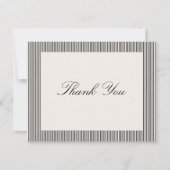 Modern Black & Ivory Striped Wedding Thank You  Kaart (Voorkant)