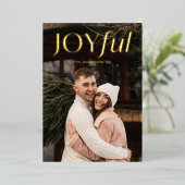 Modern Black Joyful Photo Folie Feestdagenkaart (Staand Voorkant)