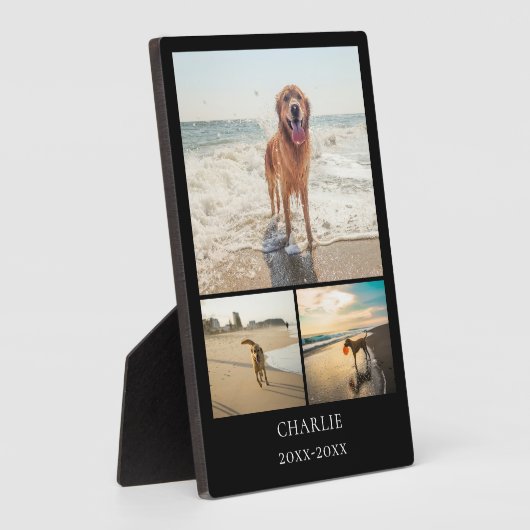 Modern Black Keepsake Custom Pet Collage Photo Fotoplaat (Zijkant)