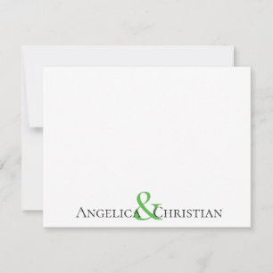 Modern Black Kelly Green Stripes Couple Stationery Notitiekaartje