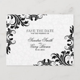 Modern Black Lace White Damask Aankondigingskaart